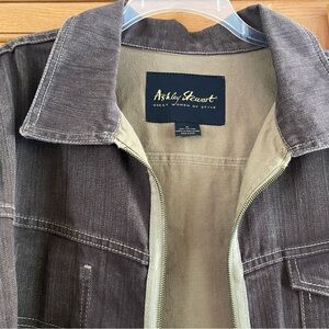 Ashley Stewart Zip Up Unique Brown Denim Jacket